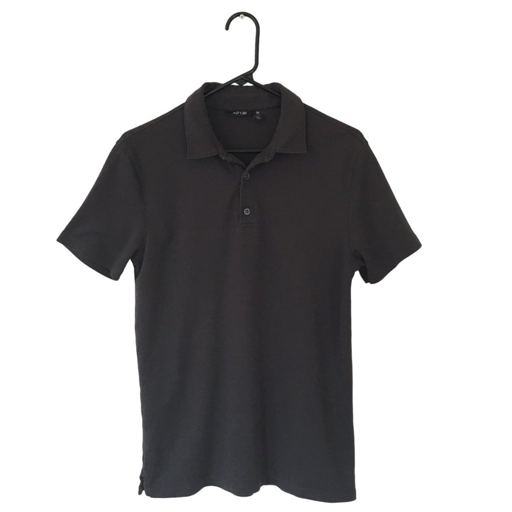 APT. 9 Men's 100% Cotton Short Sleeve Polo Shirt Size Medium Slim Fit Dark Gray